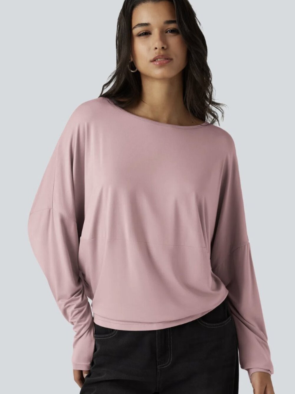 Halara Round Neck Long Sleeve Relaxed Casual Top, XS